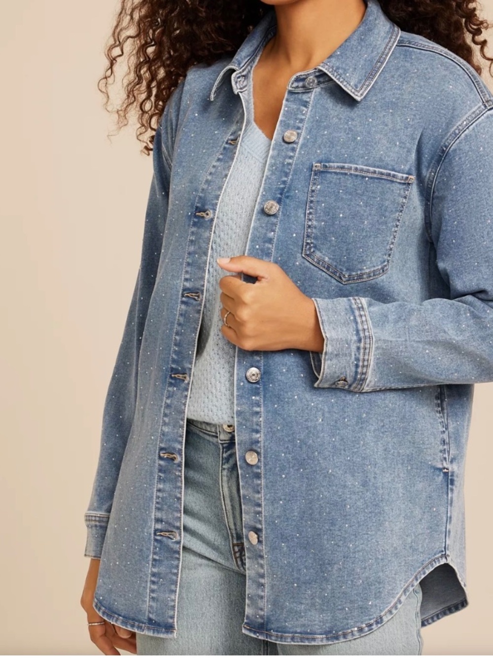 Maurices Sparkle Denim Shacket Jacket Xl